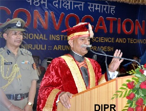 The Governor of Arunachal Pradesh Brig. (Dr.) B.D. Mishra (Retd) delivering the convocation speech in the   6th Convocation of the North Eastern Regional Institute of Science and Technology (Deemed University) as Chief Guest in the NERIST Campus, Nirjuli, Itanagar on 10th November 2017.